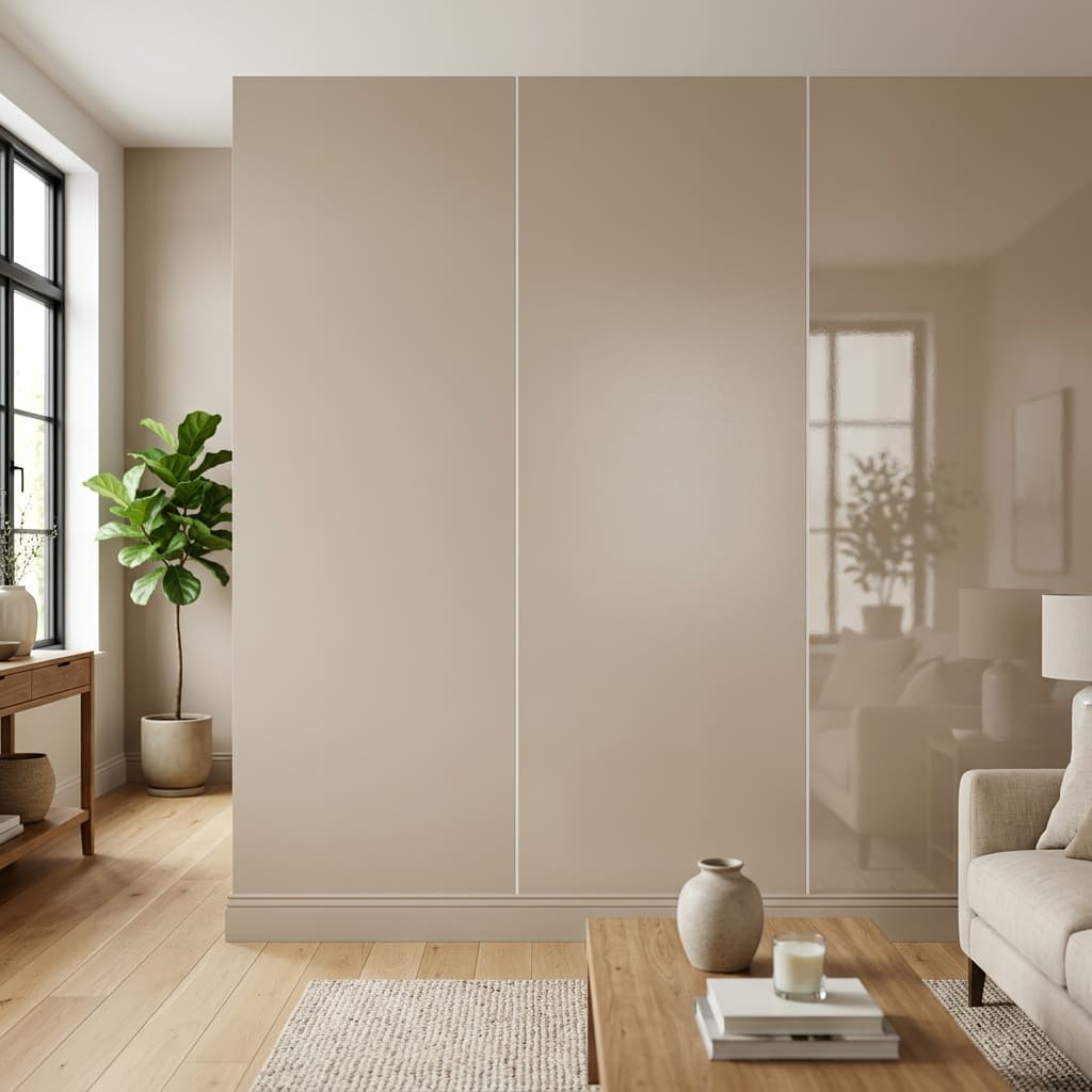 Comparaison des finitions peinture mate, satinée et brillante sur un mur intérieur — Guide artisan peintre Orléans